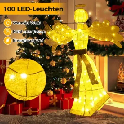 Iluminat înger Crăciun cu 100 LED-uri lumini 3 Dimensional înger figura Crăciun decorare
