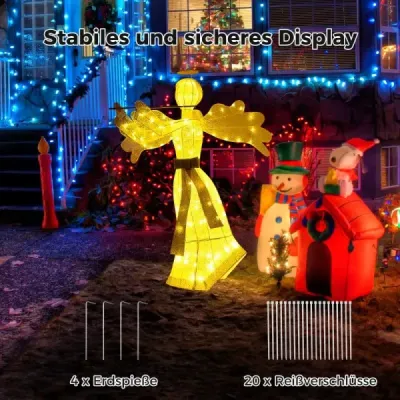 Iluminat înger Crăciun cu 100 LED-uri lumini 3 Dimensional înger figura Crăciun decorare