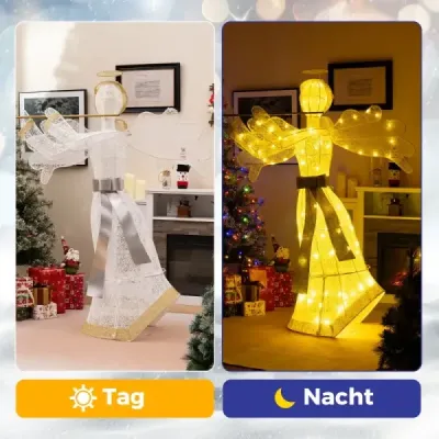 Iluminat înger Crăciun cu 100 LED-uri lumini 3 Dimensional înger figura Crăciun decorare