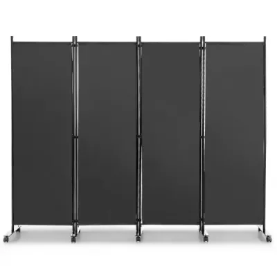 Spatiu separator cu 4 panouri pe roți 173 cm Viziune mare rollable gri