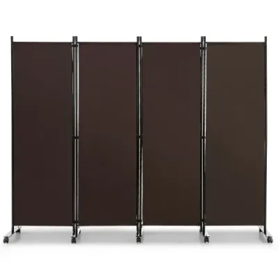 Spatiu separator cu 4 panouri pe roți 173 cm Vizibilitate mare rollable Brown
