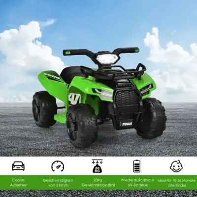 Quad pentru copii electrici 6V cu spațiu de stocare & muzică & corn & LED far mini quad electric verde