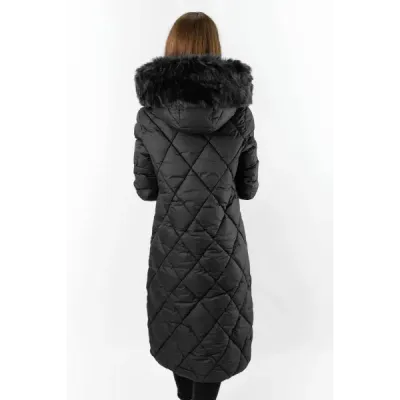 Jacheta lunga de iarna cu gluga neagra (7688BIG)