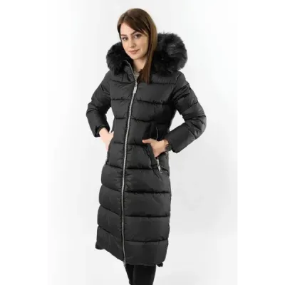 Jacheta lunga de iarna cu gluga neagra (7688BIG)