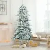 Creion artificial acoperit cu zăpadă 210 cm brad de Craciun cu pin verde + alb