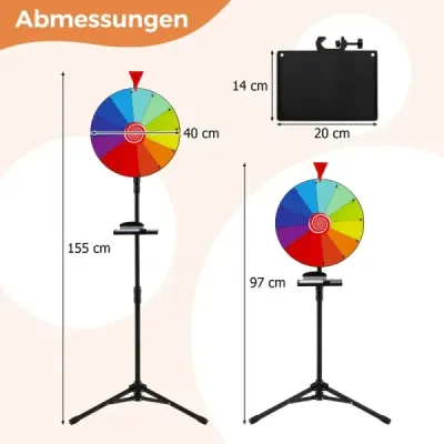 Ø 40 cm Roata de fericire cu trei picioare stand podea roata de pret reglabil cu depozit