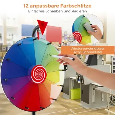 Ø 40 cm Roata de fericire cu trei picioare stand podea roata de pret reglabil cu depozit