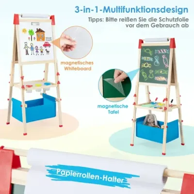3 din 1 copii Releu dublu lateral cu tabla magnetica si inaltime reglabila