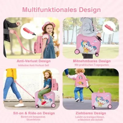 2 piese cutie pentru copii + rucsac 47 cm cutie de scaun lung și 30 cm rucsac roz unicorn