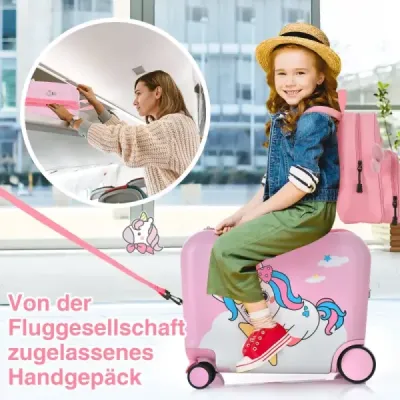 2 piese cutie pentru copii + rucsac 47 cm cutie de scaun lung și 30 cm rucsac roz unicorn