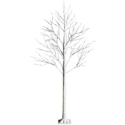 180 cm mesteacăn artificial cu 48 de lumini albe pentru Crăciun alb