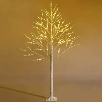 180 cm mesteacăn artificial cu 48 de lumini albe pentru Crăciun alb