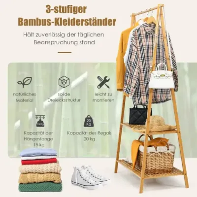 Haine de bambus stau cu 2 rafturi