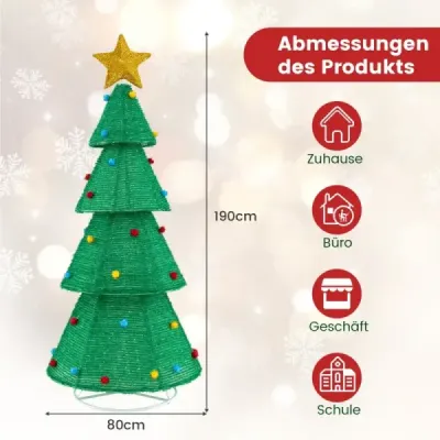 LED Brad artificial de Crăciun 190cm iluminat brad cu 200 de lumini LED