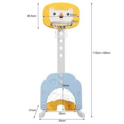 3-in-1 baschet set de baschet coş cu înălţime reglabilă lumină şi stabil set de baschet galben + albastru