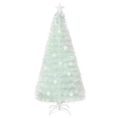 180 cm Brad artificial de Craciun cu lumini colorate LED-uri si fibra de sticla si stea tip White