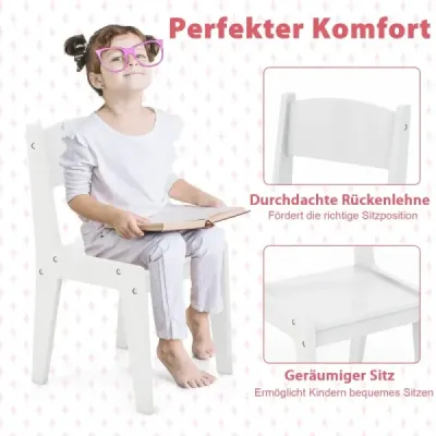 2 din 1 Copii Machiaj Set de masă cu Stool & LED Lights & Mirror & Sertar Masa cosmetice alb