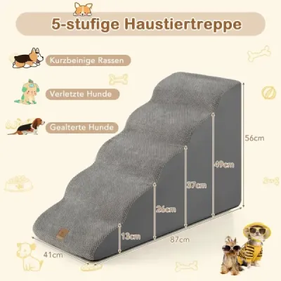 Dog scari 5 trepte non-alunecare câine etapă din spuma gri