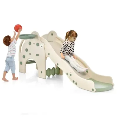 Slide Outdoor 4 in 1 Slide & Tunnel & Baschet & scara 187,5 x 75 x 77,5 cm Verde