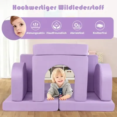 canapea de spumă pentru copii 8 piese Blocuri de constructii cu tesatura de piele violet confortabil