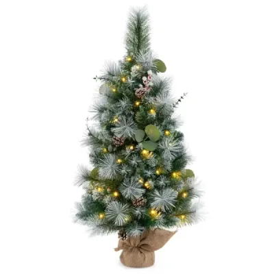 90 cm Brad artificial de Craciun cu iluminare & 30 lumini albe si cronometre