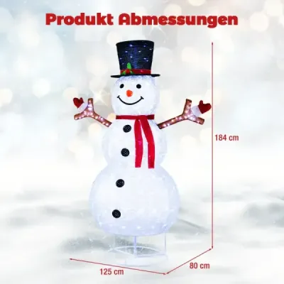 184 cm LED Snowman iluminat figura de Crăciun cu pălărie neagră & eşarfă