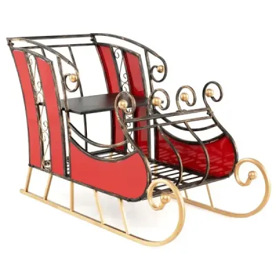 Sledge metalic decorativ pentru Crăciun 93 x 41 x 59 cm roșu