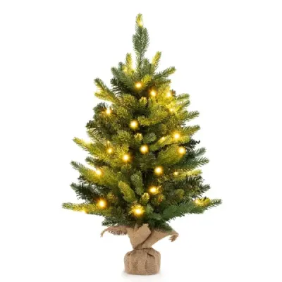 60 cm Masa artificiala Brad de Craciun cu lumina LED si functie cronometru Verde