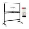 Dublu Sided Magnetic Mobile Whiteboard Mobile Rolling White Wall Panou pentru birou negru