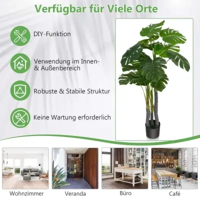 120 cm Copac artificial înalt Monstera Deliciosa verde