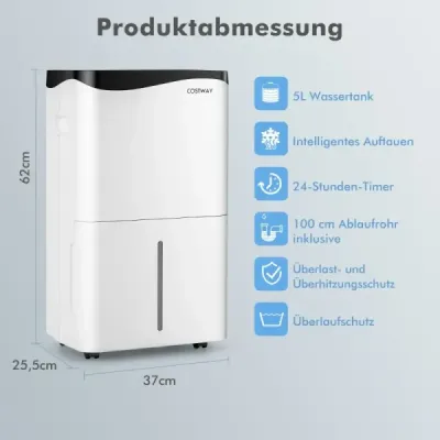 Dezumidificator de aer spațiu dezumidificator Mobile dezumidificator electric dezumidificator 25L/24h cameră dimensiune aproximativă. 60m2