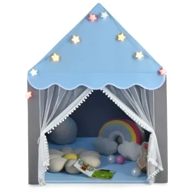 cort de joacă pentru copii cu mat lavabil 105 x 121 x 136 cm albastru