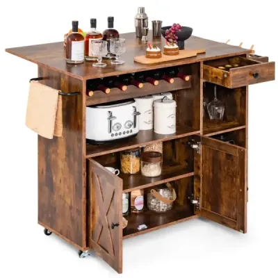 Carucioare de bucatarie cu pliere de lucru 121 x 68 x 88 cm Rustic Brown