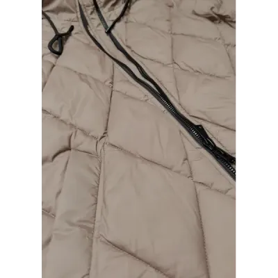 Jacheta lungă de iarnă pentru femei cu bej Libland Hood (7832)