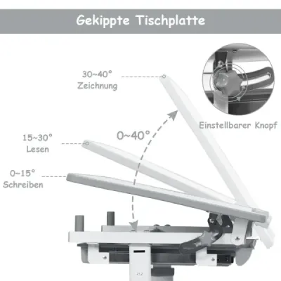 Folding copii de scris Stôl pentru tineri - roz
