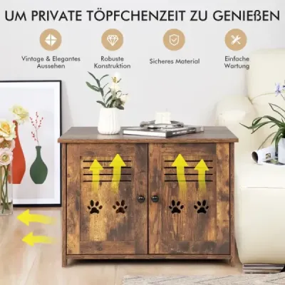 Cat House Pisici WC cu dublu Doors Cat Cabinet 70 x 52 x 51 cm Brown