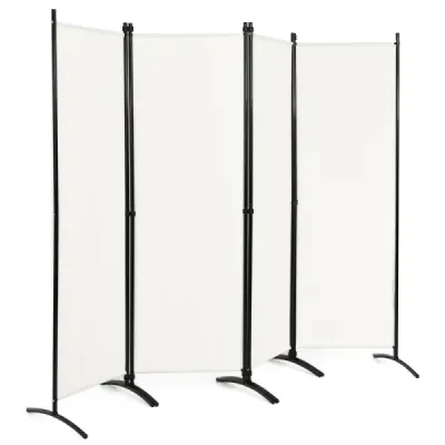 4 piese Panou de perete pliabil Protector pentru Home Office 220 x 51 x 173 cm Alb