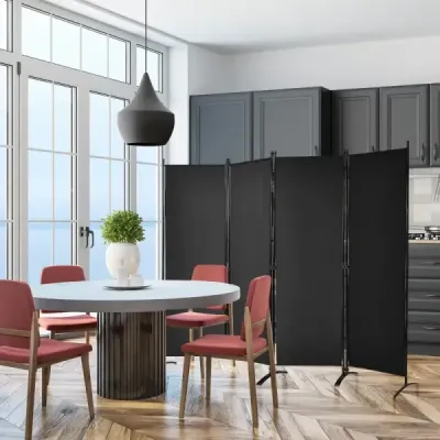 4 piese de protectie perete pliabil pentru casa, birou 220 x 51 x 173 cm Negru