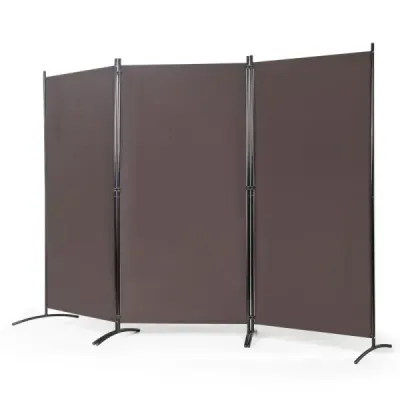 3 panou separator spațiu cu balamale robuste și bază de oțel Freestanding protecție vedere 260x 183 cm Cafea