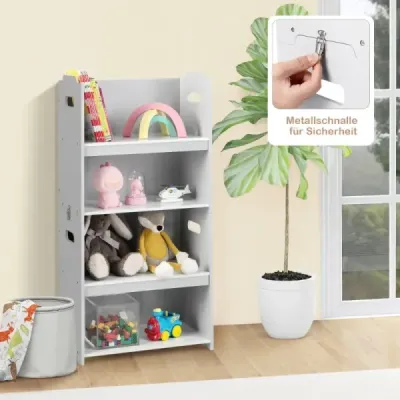 Set 3 parti de scaune si mese pentru copii 4-in-1 Masa de activitate cu 2 scaune stivuite Grey & White