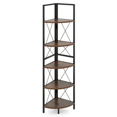 Raft de colt cu 5 nivele 160 cm inaltime raft de carte Wood Stand raft cu cadru metalic Vintage