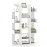 Raft de carte în formă de copac cu 13 compartimente deschise 86 x 24,5 x 141 cm Alb