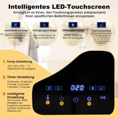 Mini Tumble uscator 5kg cu LED touch screen & dezinfection & deodorizant uscator de aer