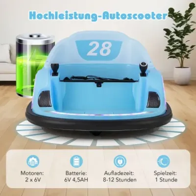 Kit auto pentru copii Bumper masina electrica cu lumini LED luminoase albastru