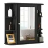 Baie dulap oglindă 4 compartimente &amp; 6 rafturi deschise dulap baie cu oglindă 66 x 17 x 63 cm Negru