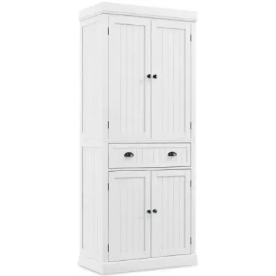 Cabinet de bucătărie 183 cm Bufet din lemn cu rafturi reglabile 76 x 40 x 183 cm Alb