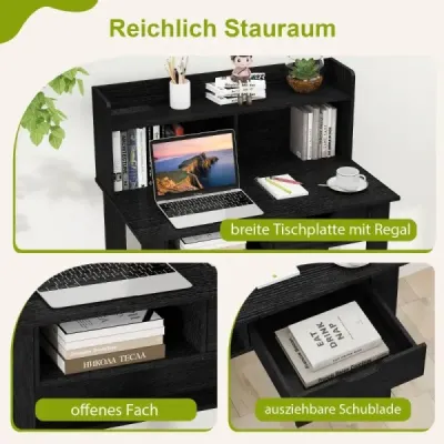 Birou cu prize Tabel mic calculator cu atașament 95 x 56 x 99,5 cm Negru