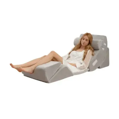 Cushion Set 6-parte Cushion Set cu gât și picior de relief gri