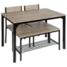 4 piese masa de luat masa setat masa de bucatarie cu 2 scaune &amp; 1 banca &amp; raft industrie dining grup gri