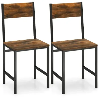2 set sala de mese scaune industriale scaune de bucatarie cu cadru metalic 44 x 40 x 87 cm Rustic Brown